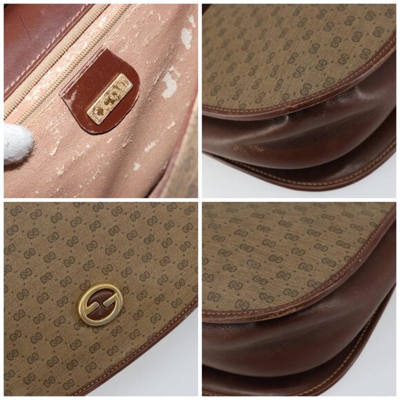 GUCCI Micro GG Supreme Shoulder Bag PVC Brown Gold - Picture 13 of 16